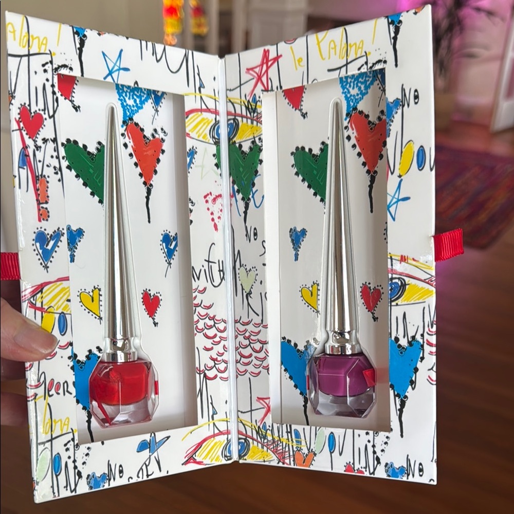 Christian Louboutin Red and Purple Lalaque Le Vernis Nail Color, 0.2 oz each
